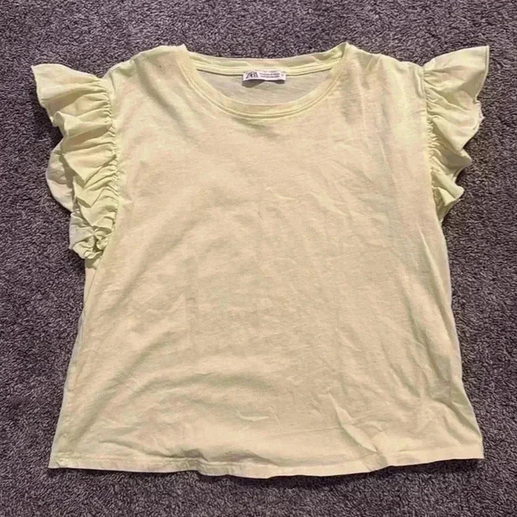 Zara Yellow Pure Cotton T-Shirt - Picture 4 of 5